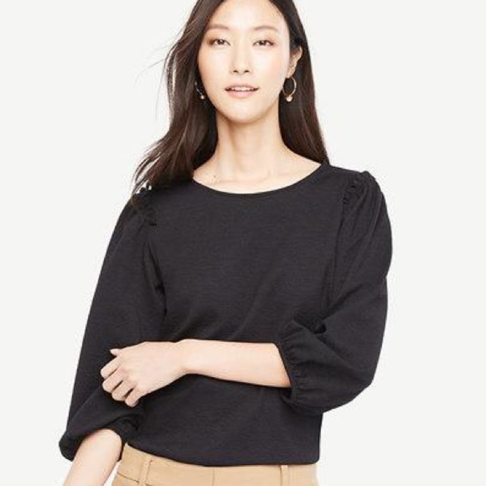 Ann Taylor Puff Sleeve Knit Top